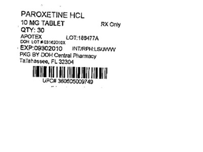 10mg Label (Paroxetine HCl 10mg(apotex))